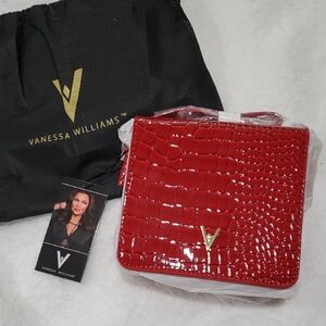 Vanessa Wiliiams Red Croc-Embossed Mini Bag with Gold Accent